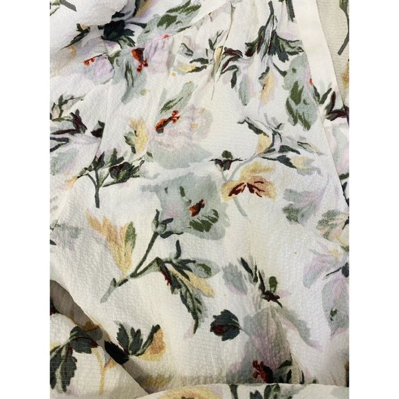 Rebecca Taylor Sofia Silk Top 8 Blouse Floral Boho Ivory Silk Blend Green Purple - Picture 8 of 10